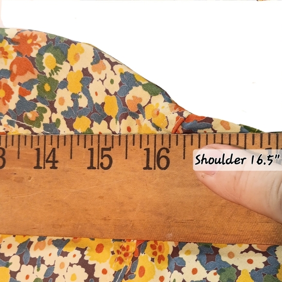 Central Falls Skirt Top Set Pull on Midi Wm Lg Button Up Yellow Floral Summer - Picture 12 of 16